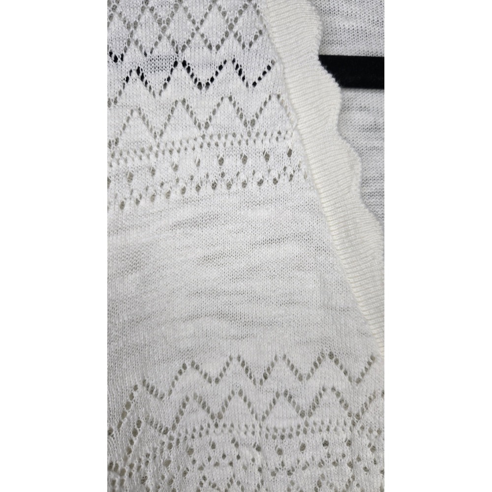 Frye Cream Pointelle Cotton Cardigan Sweater XL Button Front Lightweight Boho - Picture 8 of 9